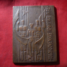 Placheta de bronz Iugoslavia anii ;70 , Jocurile Sportive ,dim.=7,2x5,5cm