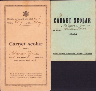 A2398N Lot de două carnete școlare Cluj și Timișoara 1939-1941 foto