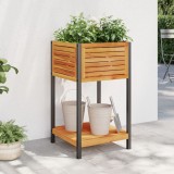 Cumpara ieftin Jardinieră de grădină cu raft 45x45x80cm lemn masiv acacia/oțel