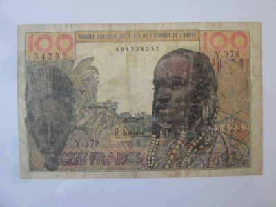 Rară! Africa de Vest 100 Francs/Franci 1959 foto