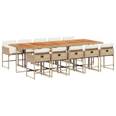 Set mobilier de gradina cu perne, 11 piese, bej, poliratan foto