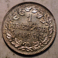 E.164 GERMANIA BAVARIA BAYERN 1 KREUZER 1853 XF/AUNC ARGINT