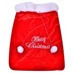 Sac Cadouri de Crăciun, Velur, Merry Christmas, Roșu Alb, 35x43cm