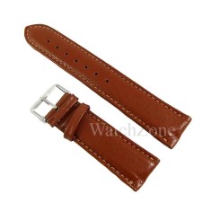 Curea ceas piele naturala maro cusatura crem 24mm