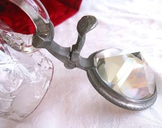 HALBA VINTAGE DE COLECTIE DIN STICLA CU CAPAC ZINC SI CRISTAL 15 CM 300 ML