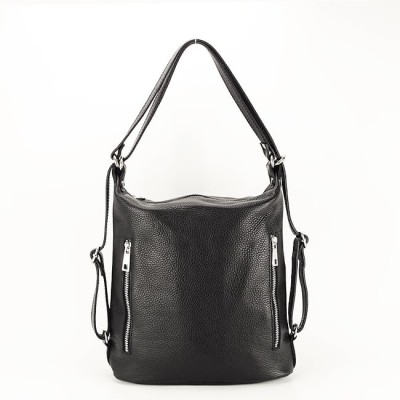 Rucsac din piele naturala 2 in 1 negru Lucia 121 foto