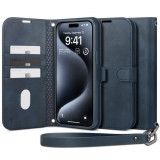 Husa Spigen Wallet S Pro pentru Apple iPhone 15 Pro Max Albastru inchis, Piele Ecologica