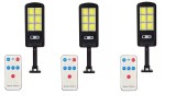 Комплект от 3 X 6COB 96 LED соларна лампа, светлинен сензор, сензор за движение, 3 режима на осветяване, включена монтажна скоба, дистанционно управле, Oem