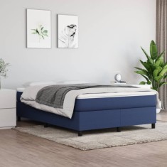 vidaXL Cadru de pat fără saltea, albastru, 140x190 cm, textil foto