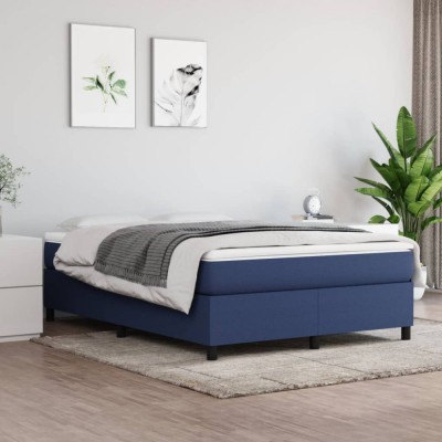 vidaXL Pat continental cu saltea, albastru, 140x200cm, material textil 3144429 foto