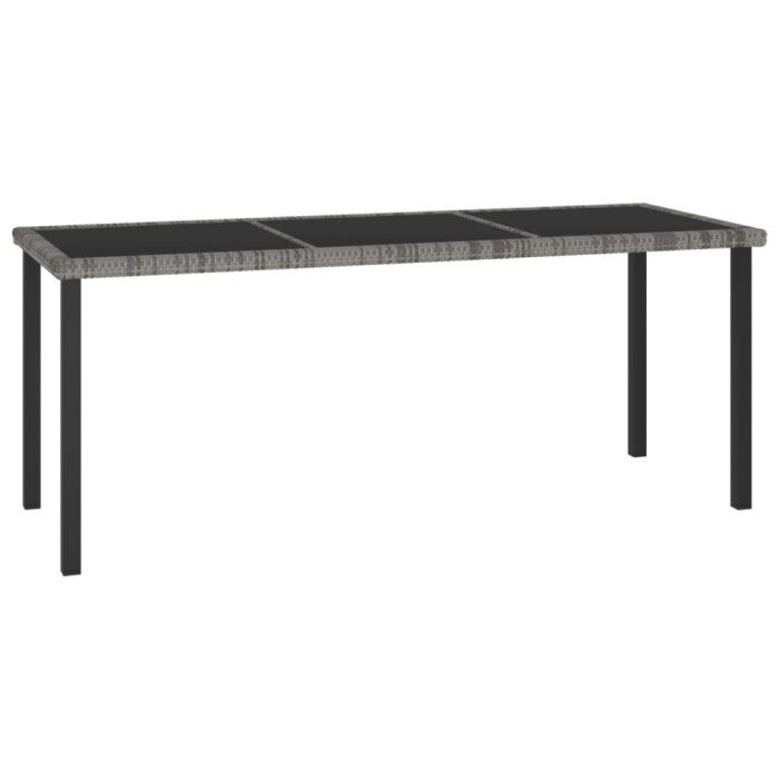 Masa de gradina, gri, 180 x 70 x 73 cm, poliratan