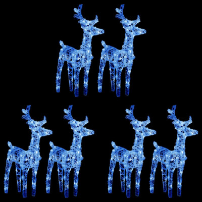 vidaXL Reni de Crăciun, 6 buc., albastru, 240 LED-uri, acril foto