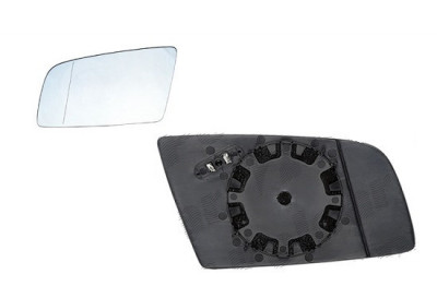 Geam oglinda exterioara cu suport fixare Bmw Seria 5 (E60/E61), 06.2003-06.2010; Seria 6 (E63/E64), 01.2004-07.2010, Stanga, incalzita; geam asferic; foto