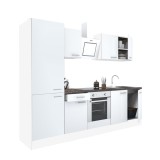 Mobilă de bucătărie Yorki 270, corp alb, față alb satinat, element inferior cuptor, dulap raft