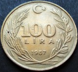 Moneda 100 LIRE - TURCIA, anul 1987 * cod 2502, Europa