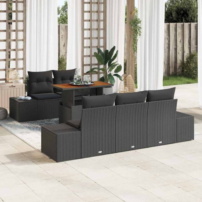 vidaXL Set de masă pentru grădină 6 pcs Negru și Maro 100 x 55 x 73 cm 3349904
