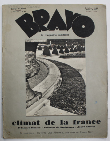 BRAVO , LE MAGAZINE MODERNE , OCTOBRE 1932 , VEZI DESCIEREA !