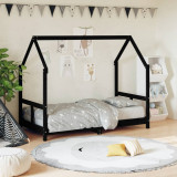 Cadru de pat pentru copii, negru, 80x160 cm, lemn masiv de pin GartenMobel Dekor, vidaXL