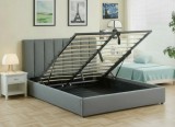 Pat Celine 160x200 cm Lada Depozitare Tapitat Catifea Nuanta Gri Somiera Inclusa MB32