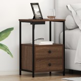 VidaXL Cabinet de noptiere cu stație de &icirc;ncărcare 2 pcs Stejar brun