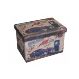 Taburete cu spatiu depozitare, Design, MDF/ Piele ecologica, 100 kg, 48 x 38, Vintage