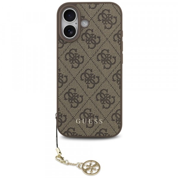 Husa MagSafe pentru Apple iPhone 17, Guess, 4G Charm Cradle, Maro