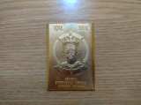 Placheta aniversară - 400 de ani de la moartea lui Ștefan cel Mare. Dimensiuni 70x50 mm, 95,7 grame, bronz
