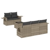 Set canapele de gradina cu perne, 6 piese gri deschis poliratan