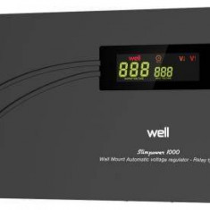 Stabilizator automat de tensiune cu releu 1000VA orizontal Well AVR-REL-SLIMPOWER1000-WL