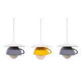 Lustra Deco Republic &bdquo;Afternoon tea triple crazy grey&amp;yellow&rdquo; cesti si farfurii ceramice