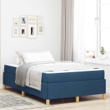 Cumpara ieftin Pat cu arcuri cu saltea Albastru și Alb 120 x 200 cm țesătură
