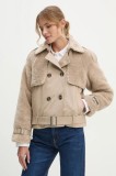 Pepe Jeans trenci FIONA femei, culoarea bej, de tranzitie, oversize, PL402500