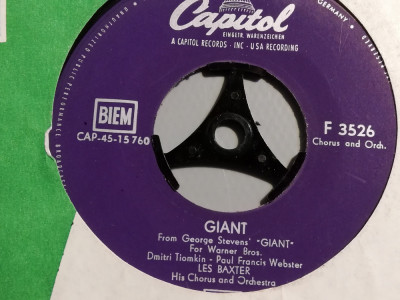 Les Baxter &amp;ndash; There&amp;rsquo;s Never&amp;hellip;/Giant (1959/Capitol/RFG) - Vinil Single pe &amp;#039;7/NM foto