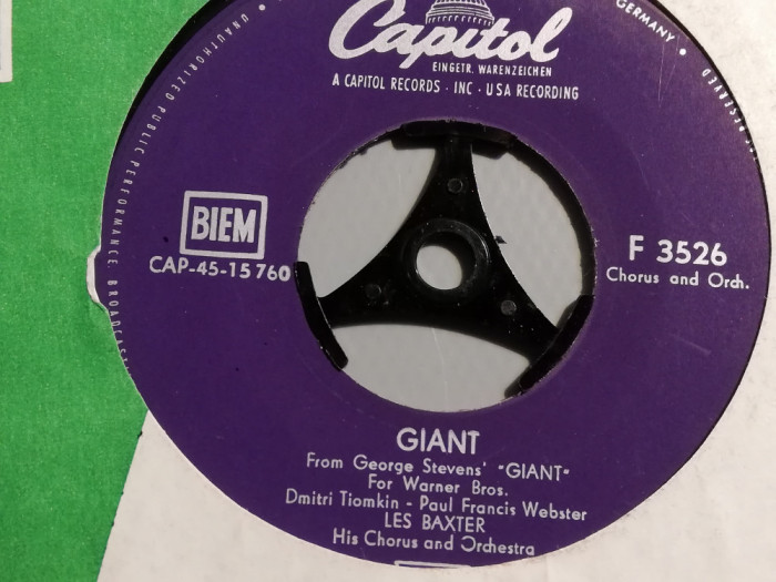 Les Baxter &ndash; There&rsquo;s Never&hellip;/Giant (1959/Capitol/RFG) - Vinil Single pe &#039;7/NM