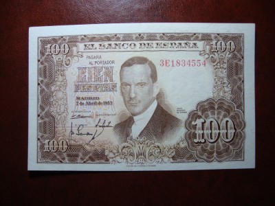 SPANIA 100 PESETAS 1953 foto