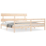 Cadru de pat cu tablie Super King Size, lemn masiv
