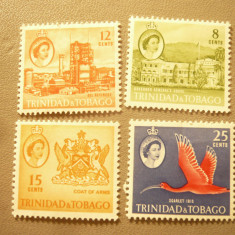 Serie mica Trinidad Tobago 1960 , R. Elisabeta ,motive locale , 4 valori