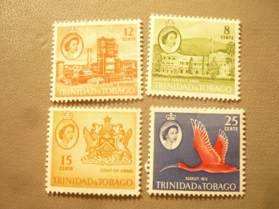 Serie mica Trinidad Tobago 1960 , R. Elisabeta ,motive locale , 4 valori foto