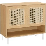VASAGLE Raft pantofi 3 usi cu aspect ratan, cadru PAL si picioare metalice, stil boho, 80x35x70 cm, stejar bej Household NewTrend
