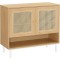 VASAGLE Raft pantofi 3 usi cu aspect ratan, cadru PAL si picioare metalice, stil boho, 80x35x70 cm, stejar bej Household NewTrend