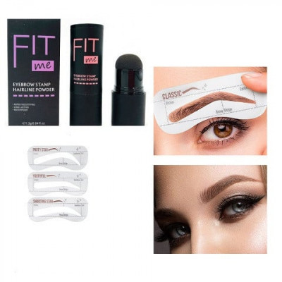 Stampila sprancene, Fit Me, Eyebrow Stamp, 3 Sabloane incluse, Brown foto