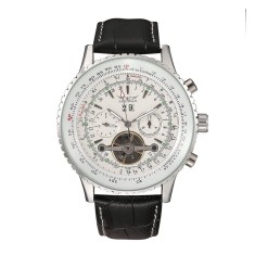 Ceas Barbati Jaragar 034 Negru-Alb Mecanic , Design Luxury, Functii Multiple, Afisaj Saptamanal, Rezistent la Apa 3ATM