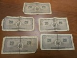 Lot 5 Bancnote 20 Lei 1950 &ndash; Republica Populară Rom&acirc;nă RPR &ndash; Bancnote Vechi