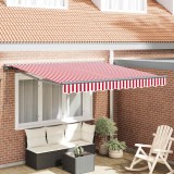 vidaXL Cortina Retractabilă Stripe Roșu și Alb 350x250 cm țesătură