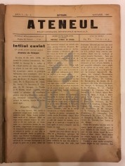 Revista ATENEUL FOIAE LITERARA, STIINTIFICA SI SOCIALA, AN. 1 NR1 , 10 numere, BOTOSANI 1901 foto