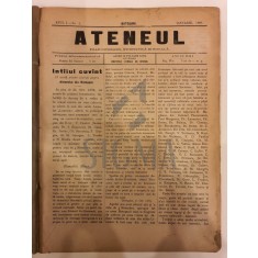 Revista ATENEUL FOIAE LITERARA, STIINTIFICA SI SOCIALA, AN. 1 NR1 , 10 numere, BOTOSANI 1901