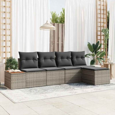 vidaXL Set de canapele pentru grădină 5 pcs Gri 184 x 62 x 85 cm 3356734 foto