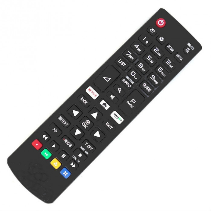 Telecomanda LG smart AKB75095308 cu netflix si amazon + Suport pentru telecomanda, ElectriX, negru