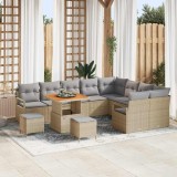 Set de canapele pentru grădină vidaXL 12 piese cu perne Bej Poli Ratan Acacia