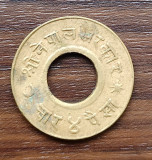 Moneda Nepal - 4 Paisa 1955 - Din cartus WW2, Asia